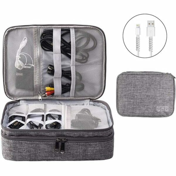 Borsa organizer tech da viaggio - Custodia per Cavi, Fotocamera, iPad e Schede di Memoria
