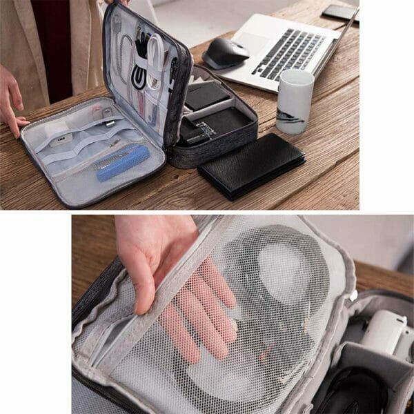 Borsa organizer tech da viaggio - Custodia per Cavi, Fotocamera, iPad e Schede di Memoria - immagine 3